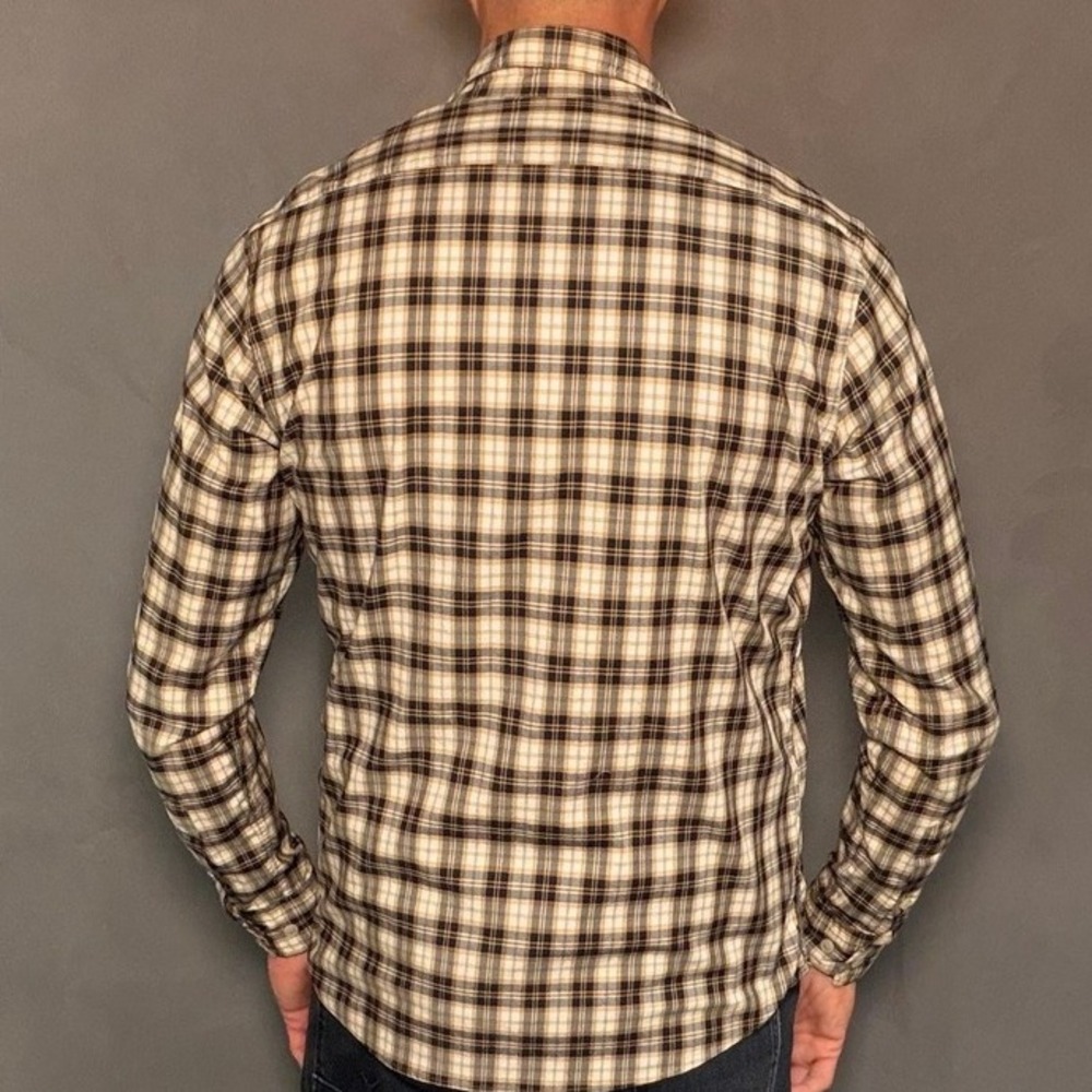 HUGO BOSS Regular‎ Fit Stretch Plaid Shirt XS Beige Black Long Sleeve - Picture 3 of 8